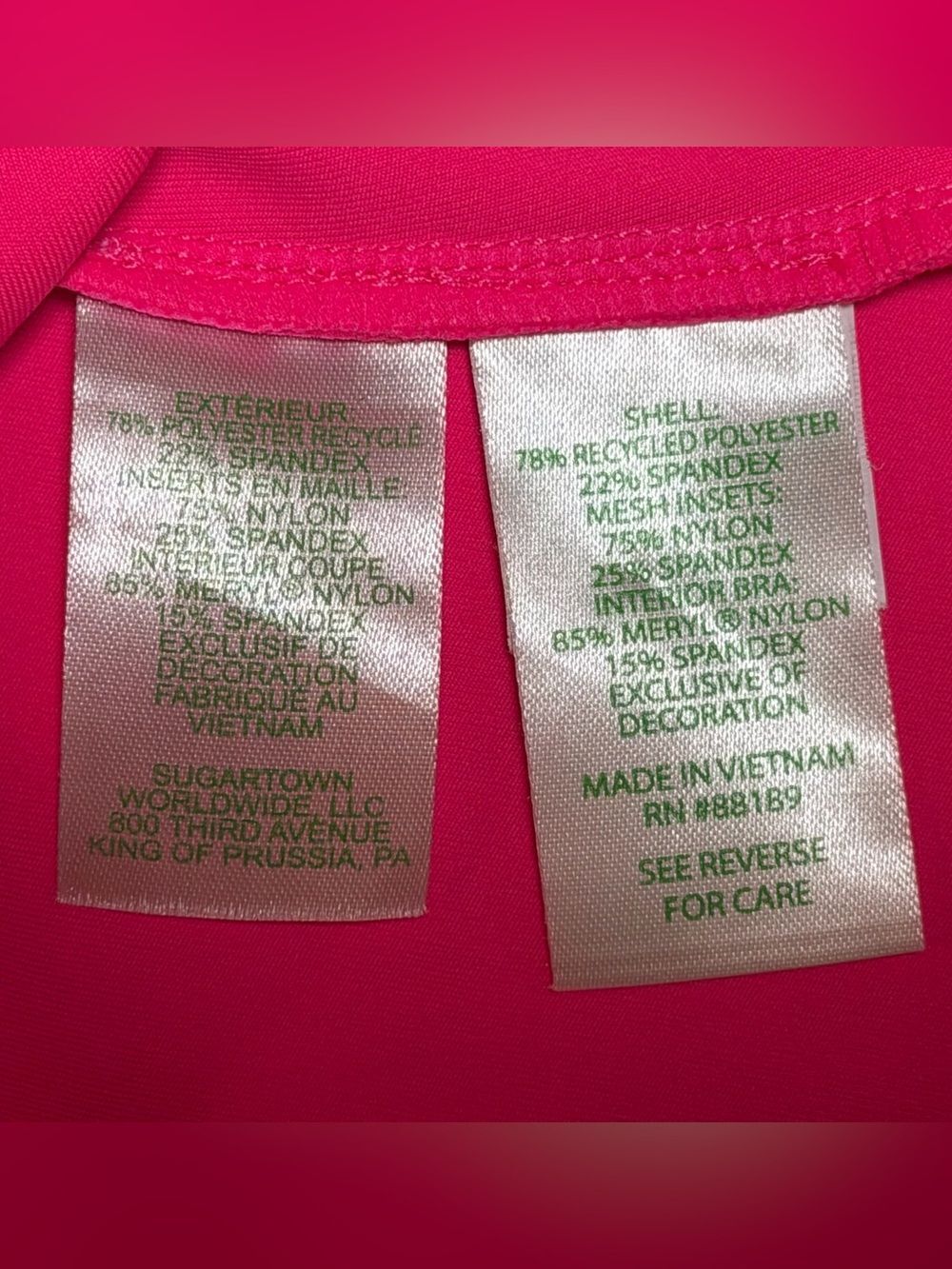 Lilly Pulitzer Luxeletic Euclid Scalloped Bra Tank Top in Pink Grenadine- Size M - Picture 10 of 12